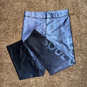Terez x Soulcycle Blue and Black water detailed Leggings